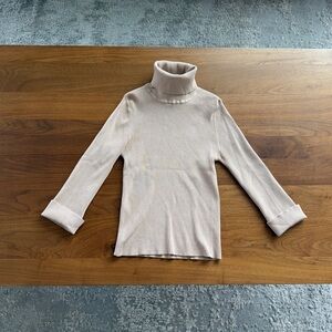 Bebe Silk Vintage Beige Turtleneck Top Y2K Size M